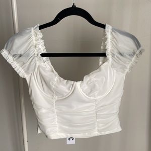 TICTOC White Mesh Corset Crop Top Size Medium